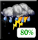 Friday Night: Showers and thunderstorms. Cloudy, with a low around 60. Chance of precipitation is 80%. Friday Night: Showers And Thunderstorms