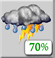 Friday: A chance of rain showers before 8am, then showers and thunderstorms. Mostly cloudy, with a high near 75. Chance of precipitation is 80%. Friday: Showers And Thunderstorms