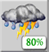 Saturday: Showers and thunderstorms. Mostly cloudy, with a high near 78. Chance of precipitation is 80%. Saturday: Showers And Thunderstorms